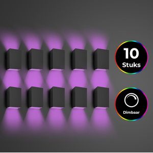 Bolt Electronics® – Wandlamp binnen – RGB – LED verlichting – Bedlamp - Zwart - 10 stuks