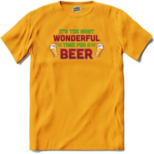 It's the most wonderful time for a beer - foute bier kersttrui - T-Shirt - Meisjes - Geel - Maat 12 jaar