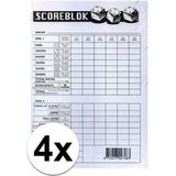 Haza Yahtzee Scoreblokken - 4x, 100 vellen per blok, formaat 15x10,5 cm - Voor volwassenen