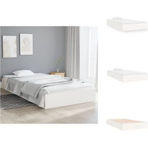 vidaXL Houten Bedframe - Eenpersoons - 100x200 cm - Wit - Bed