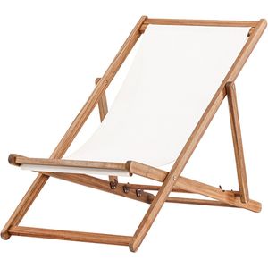 Nest outdoor Bern Tuinstoel Wit - Hout - Inklapbaar - Ligstoel - Strandstoel - Verstelbaar