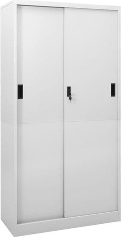vidaXL - Kantoorkast - met - schuifdeuren - 90x40x180 - cm - staal - lichtgrijs