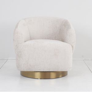 Fauteuil / Draaifauteuil Ginto - Linnen - Gebroken Wit