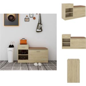 vidaXL Schoenenbank - Schoenenbanken - Schoenenbankje - Schoenenbankje - Schoenenbank 94,5x31x57 cm bewerkt hout sonoma eikenkleurig