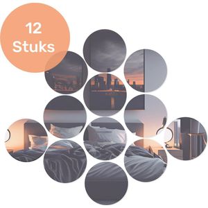 Plakspiegel - 12 stuks - Rond - Zelfklevende - Plakspiegels - Passpiegel - Deur - Spiegel - Spiegelfolie - Sticker - Zelfklevend