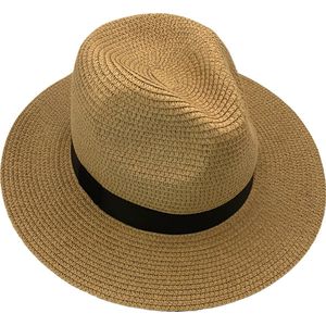 Somstyle Zonnehoed Dames - 56 - 58 CM - Hoed Verstelbaar - Zomer Strohoed - Strandhoed - Naturel / Lichtbruin