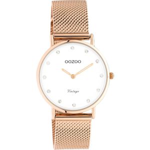 OOZOO Vintage series - rosé goudkleurige horloge met rosé goudkleurige metalen mesh armband - C20243 - Ø32