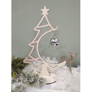 Kerstboom van hout met kerstbal - Beeld - Kerstbal - Ik mis je - Kerstbeeld - Kerst - Kerstboom - Kerstmis - Kerstdecoratie
