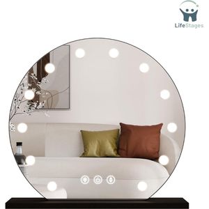 LifeStages - Hollywood Spiegel Met Verlichting - Hollywood Spiegel Met Verlichting - 3 Modi - 2700K/4500K/6400K - Wastafelspiegel - Verstelbaar Licht - 40cm - Zwart