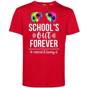 T-shirt Bril School's Out Forever | Geslaagd Cadeau | Afgestudeerd | Diploma | Rood | maat XS