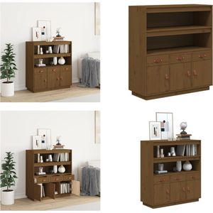 vidaXL Hoge kast 100x40x108-5 cm massief grenenhout honingbruin - Hoge Kast - Hoge Kasten - Houten Hoge Kast - Kast