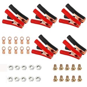 Zware Batterij Alligator Clips - Geïsoleerde Accuklem - Booster Kabel Clips - Spanningstesters - Auto Elektrische Projecten - 10 Stuks - Rood Zwart