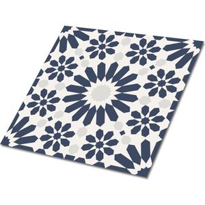 Tulup PVC Tegels - Bloemenmotief Vinyl Tegels - 30 cm x 30 cm - Grijs Zelfklevende Vinyltegels - Set van 9 - Zelfklevende PVC Tegels - Mozaïek Plaktegels - Vloer Tegels PVC - Plaktegels keuken en Badkamer