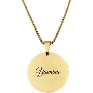 Ketting RVS Met Naam Gravering - Yasmina - Goud - Rond