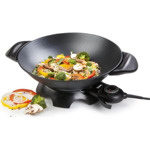 Domo elektrische wok DO8708W - Pan + steelpan - Zwart