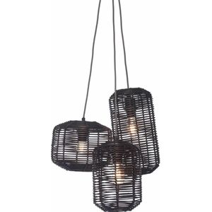 GOOD&MOJO Hanglamp Tanami - Rotan Zwart - 3L - Modern - Hanglampen Eetkamer, Slaapkamer, Woonkamer