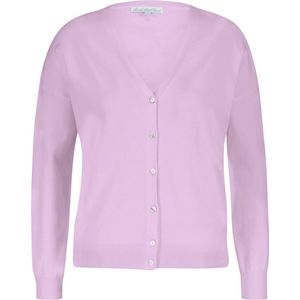 Red Button Vest Cardigan Fine Knit Srb4196 Soft Lilac Dames Maat - M