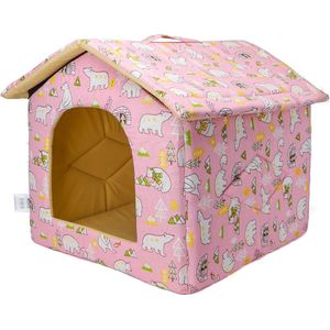 Nobleza Kattenholletje - Kattenhuis - Opvouwbaar huisje voor katten - Katoen - Roze - Maat S