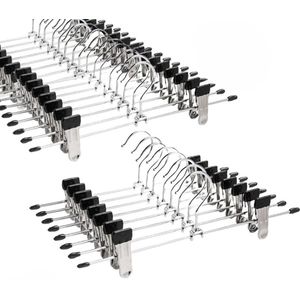 Ceruzo Kledinghangers - Broekhangers met Knijpers - Verstelbaar- 28.5 cm - Mangaanstaal- 20 Stuks