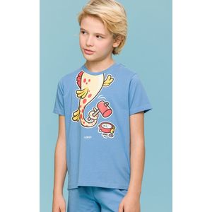 Woody Jongens-Heren Pyjama blauw - maat 128/8J