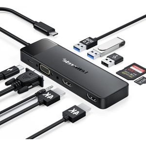 10 in 1 USB C Docking Station Dual HDMI Adapter 4K 3 USB 3.0-2.0 VGA PD 100W Audio SD-TF USB C- HDMI für Windows Macbook Dell HP Lenovo Surface