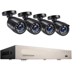 Beveiligingscamera - Camerabewaking - Draadloze Camera - Buiten Camera met Nachtzicht - 1080P Full HD - IP66 Weerbestendig - 4 Stuks Bullet Outdoor & Indoor - H.265+ – 8 Kanaals - Zwart