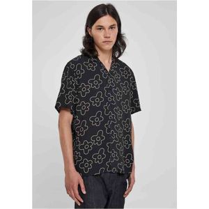 Urban Classics - Viscose AOP Resort Overhemd - XL - Zwart/Wit
