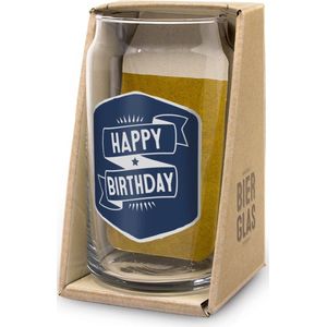 Bierglas - Happy Birthday - Doosje met tekst - In cadeauverpakking