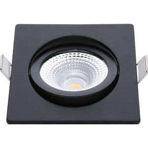 EcoDim - LED Spot - Inbouwspot - ED-10026 - 5W - Waterdicht IP54 - Dimbaar - Dim to Warm - Warm Wit 2000K-3000K - Mat Zwart - Aluminium - Vierkant - Kantelbaar