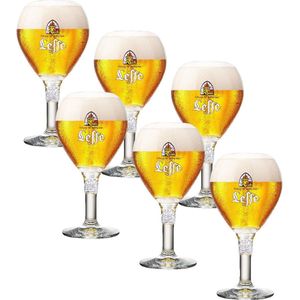 Leffe Bierglazen op Voet 33cl set van 6 stuks - Bier Glas 0,33 l - Bolle Vorm - 330 ml