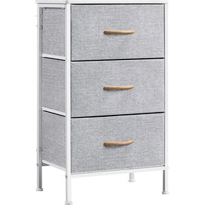 FURNIBELLA - Nachtkastje, 3 schuifladen van stof, commode, opbergdozen, kast, bijzettafel, organizer voor woonkamer slaapkamer hal