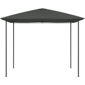 vidaXL Prieel - 3x3x2,6m - Antraciet - Stof en Staal Tuinpaviljoen - Buitenverblijf - Prijzel - Overkapping - Terrasdecoratie
