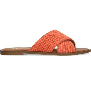 Sacha - Dames - Oranje slippers met gekruiste bandjes - Maat 38