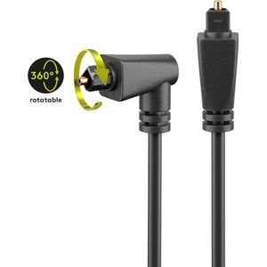 Digitale optische Toslink kabel met 1 draaibare haakse connector - 360 graden draaibaar - Hoge kwaliteit - 2 meter - Optische audio - Voor alle merken