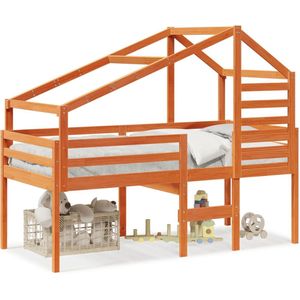 vidaXL - Hoogslaper - met - dak - massief - grenenhout - wasbruin - 75x190 - cm