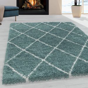 Tapijtenloods Harmony Soft Shaggy Hoogpolig Vloerkleed Blauw / Turquoise- 240x340 CM