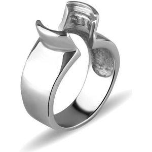 Quiges - 925 Zilver Eligo Ring voor verwisselbaar 12 mm Rond Zirkonia - Maat 17 - NER00817