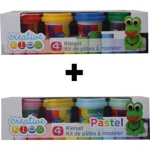 Creative Kids Klei - Set van Basis kleuren Klei - 4 x 55 Gram + Set Pastel Klei - 4 x 55 Gram