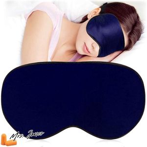 Mrs. Jones Zijden slaapmaskers-blinddoek super superglad oogmasker verstelbare riem Geschikt reis dutje nachtrust (donkerblauw) .