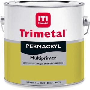 Trimetal Permacryl Multiprimer Prestige - Polyvalente goed schuurbare watergedragen grondlaag voor binnen en buiten - Kleur RAL 9010 zuiver wit ( gebrokenwit ) - 2.50 L