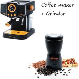 Ecode - 3 in 1 Koffiezetapparaat - Espressomachine - Met Koffiegrinder - Espressomachine Met Ingebouwde Melkopschuimer - Manometer - Cappuccino - Latte - 20Bar - Oranje/Zwart