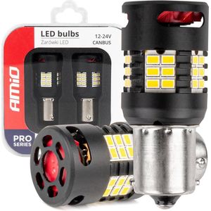 AMiO LED-LAMPEN CANBUS PRO-serie 1156 BA15S P21W R10W R5W 24x3020 SMD VENTILATOR Wit 12V/24V