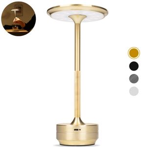 BandiO Rome Tafellamp Oplaadbaar – Draadloos en dimbaar – Krachtige 5200mAh batterij - Moderne touch lamp – Nachtlamp Slaapkamer – Goud - Tuin verlichting