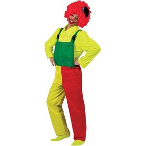 Clowns Kostuum | Salopet/Tuinbroek | Rood/Geel/Groen | Maat L | Carnaval kostuum | Verkleedkleding