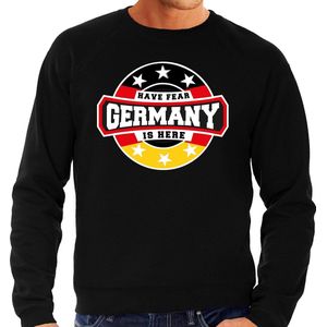 Have fear Germany is here sweater met sterren embleem in de kleuren van de Duitse vlag - zwart - heren - Duitsland supporter / Duits elftal fan trui / EK / WK / kleding XL