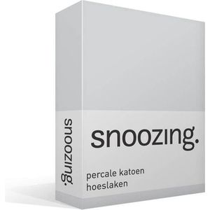 Snoozing - Hoeslaken  - Eenpersoons - 90x200 cm - Percale katoen - Grijs