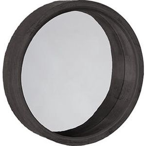 Spiegel  - robuuste houten spiegel  - zwart - 55 cm rond