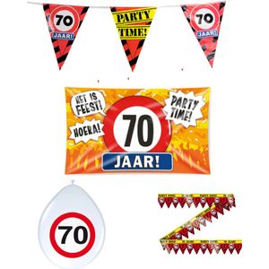 70 jaar verjaardag versiering pakket verkeersbord incl. Gevelvlag | 70 jaar versiering | 70 jaar feestje