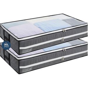 Goodivery ® Praktische Opbergboxen voor Onder het Bed met Venster en Handgrepen, Set van 2, Opvouwbaar en Ruim