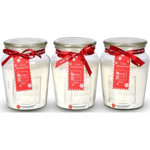 Discountershop Set van 3 Geurige Bessen Kaarsen in Glazen Mason Jar - 72 uur Brandtijd - Ideaal voor Kerstdecoratie en Valentijn Cadeau - Wit